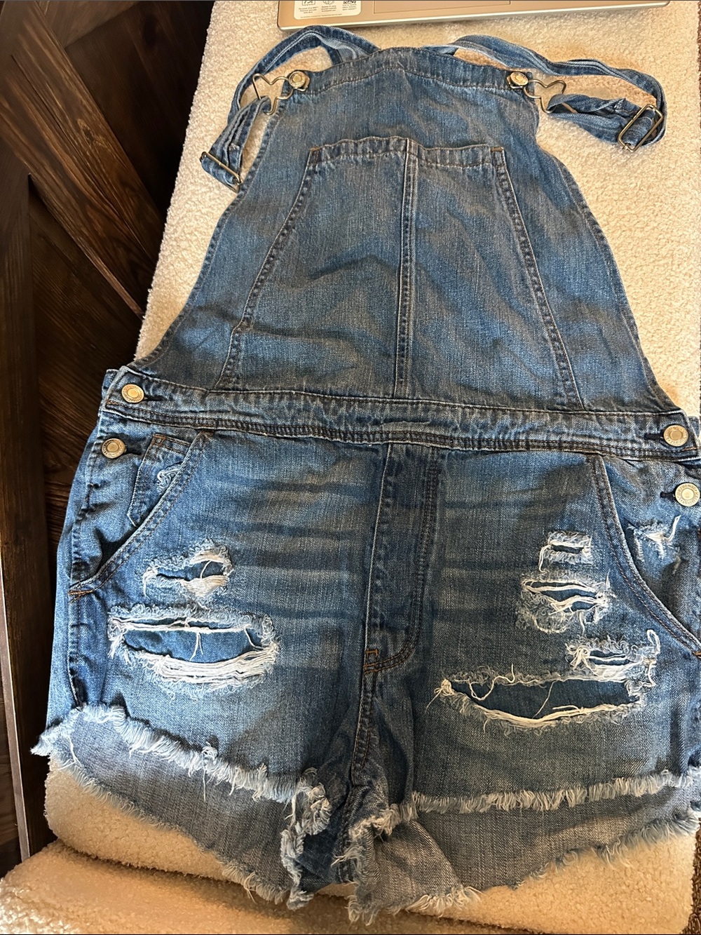 American Eagle Outfitters Light Blue Denim Overalls